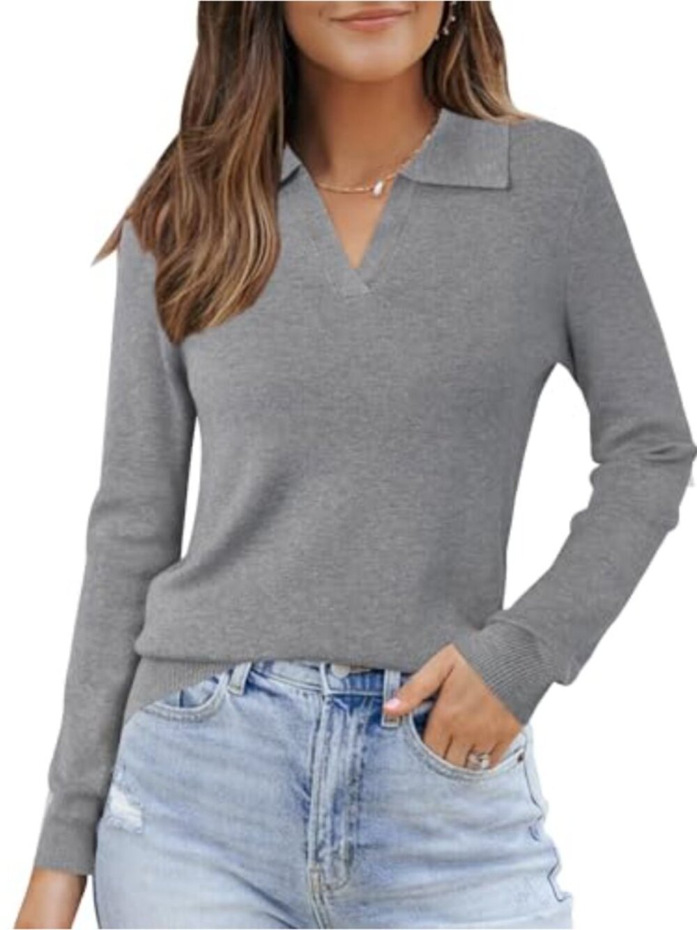 Wool Blend Collared Long Sleeve Sweater